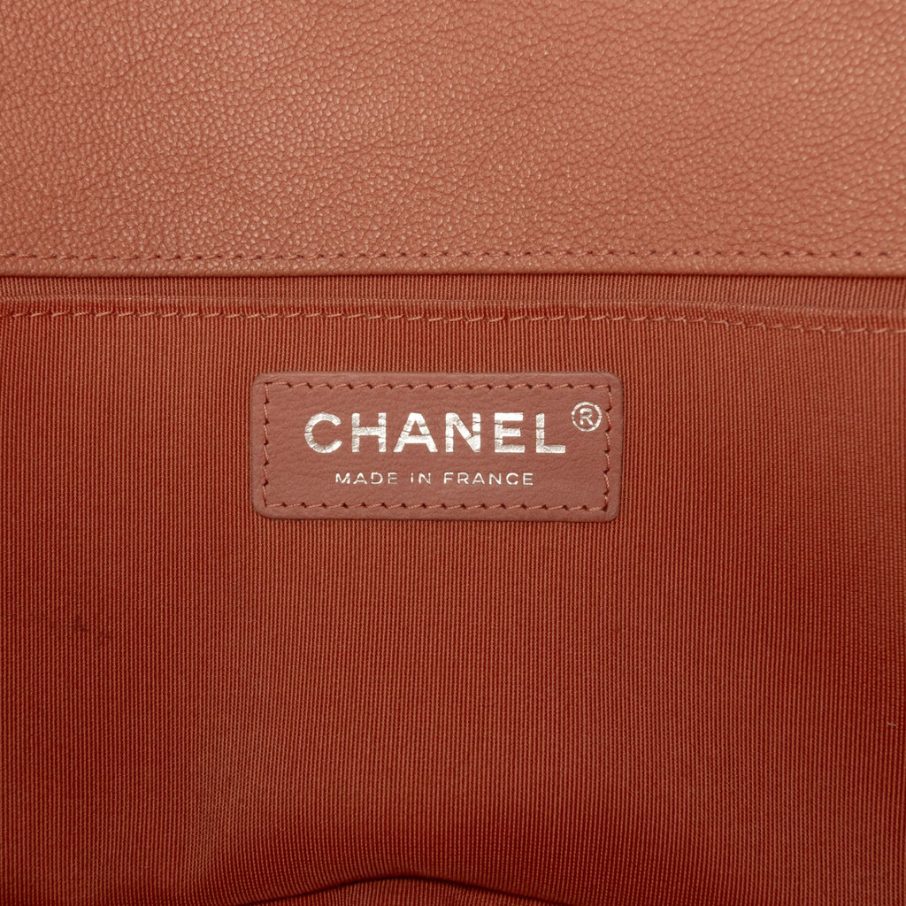 Second hand Chanel Boy Medium Caviar Leather Quilted Shoulder Bag Brown - Tabita Bags
