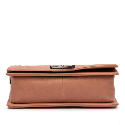 Second hand Chanel Boy Medium Caviar Leather Quilted Shoulder Bag Brown - Tabita Bags