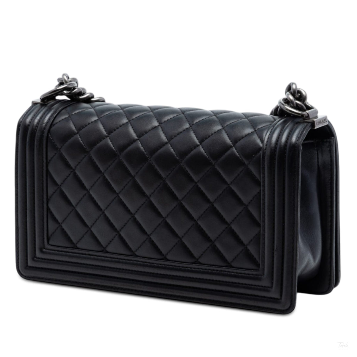 Second hand Chanel Boy Medium Quilted Lambskin Leather Bag Black - Tabita Bags