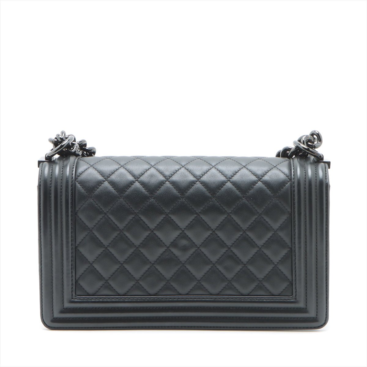 Second hand Chanel Boy Medium Quilted Lambskin Leather Bag Black - Tabita Bags