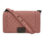 Second hand Chanel Boy Medium Quilted Lambskin Leather Bag Pink - Tabita Bags