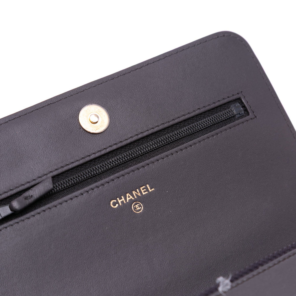 Second hand Chanel Boy Quilted Lambskin Leather Wallet on Chain Crossbody Brown - Tabita Bags