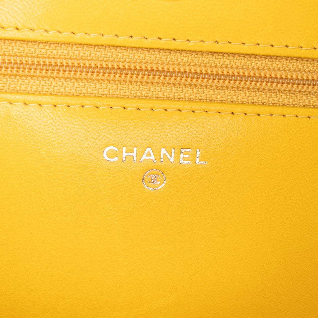 Second hand Chanel Boy Quilted Lambskin Leather Wallet on Chain Crossbody Yellow - Tabita Bags