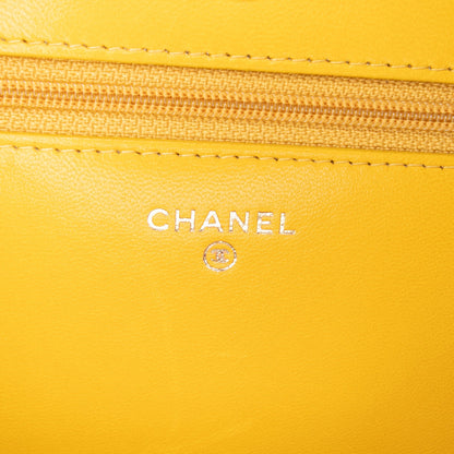 Second hand Chanel Boy Quilted Lambskin Leather Wallet on Chain Crossbody Yellow - Tabita Bags