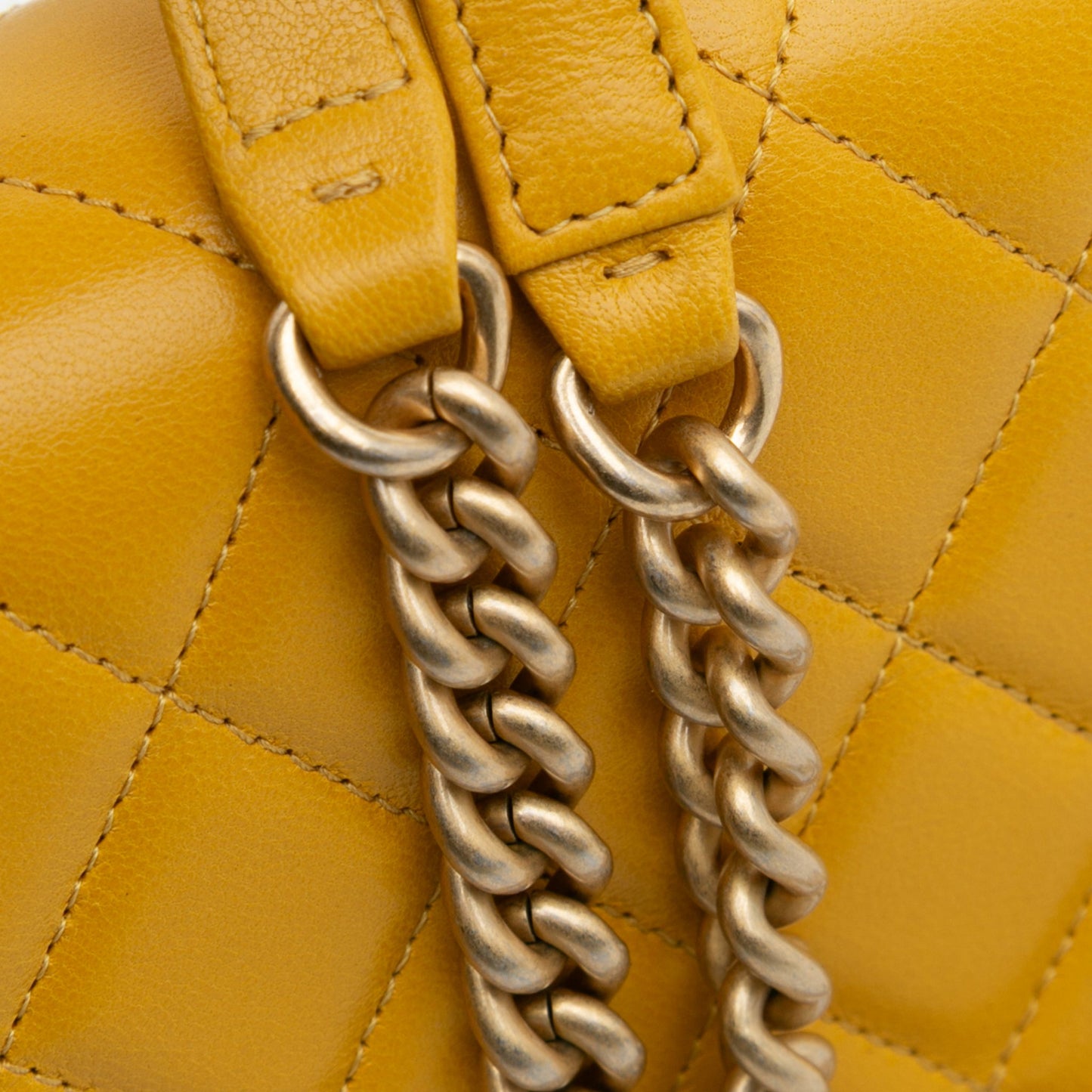 Second hand Chanel Boy Quilted Lambskin Leather Wallet on Chain Crossbody Yellow - Tabita Bags