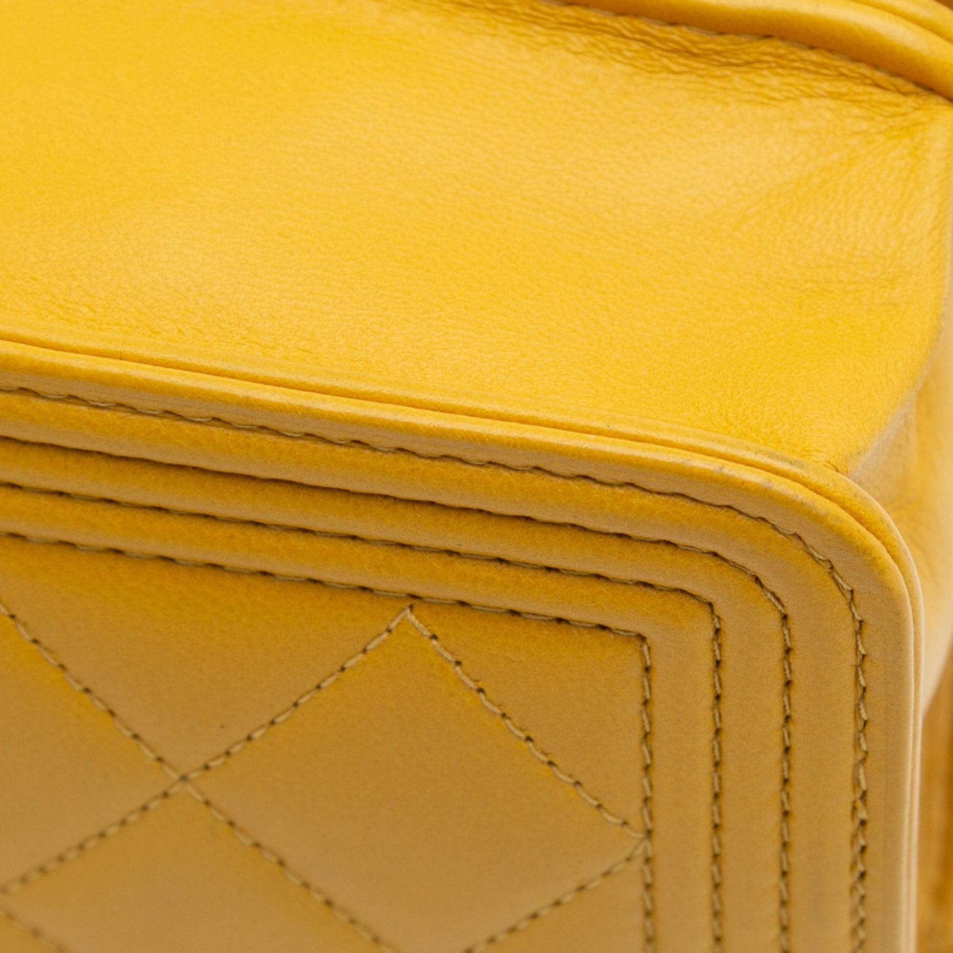 Second hand Chanel Boy Quilted Lambskin Leather Wallet on Chain Crossbody Yellow - Tabita Bags