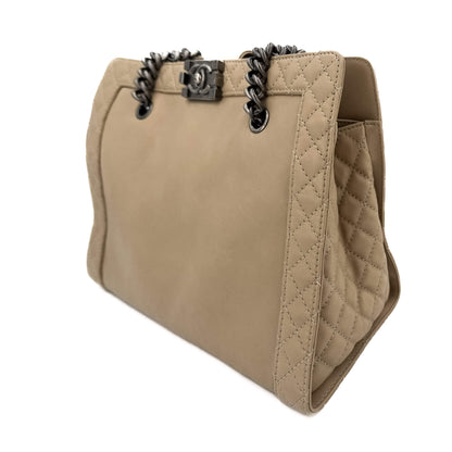 Second hand Chanel Boy Reverso Quilted Tote Bag Beige - Tabita Bags