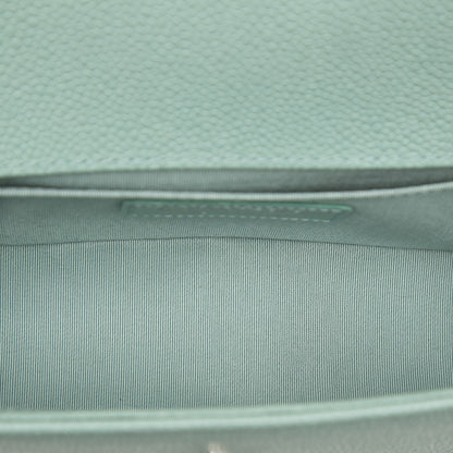 Second hand Chanel Boy Small Caviar Leather Chevron Flap Shoulder Bag Green - Tabita Bags