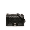 Second hand Chanel Boy Small Caviar Leather Quilted Flap Shoulder Bag Black - Tabita Bags