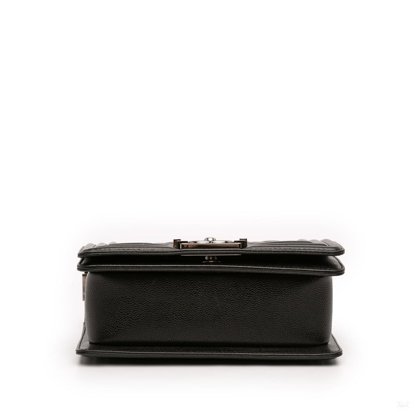 Second hand Chanel Boy Small Caviar Leather Quilted Flap Shoulder Bag Black - Tabita Bags