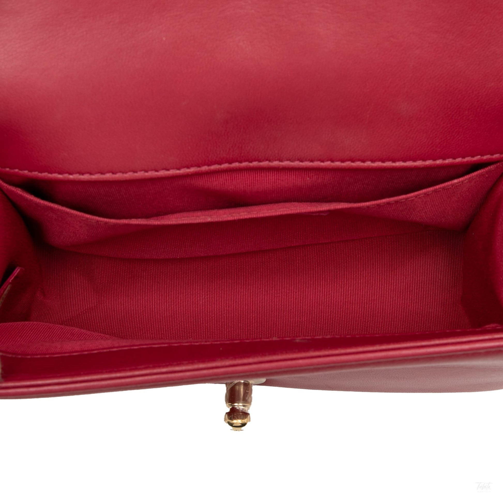 Second hand Chanel Boy Small Leather Chevron Flap Shoulder Bag Red - Tabita Bags