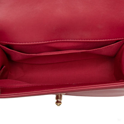 Second hand Chanel Boy Small Leather Chevron Flap Shoulder Bag Red - Tabita Bags