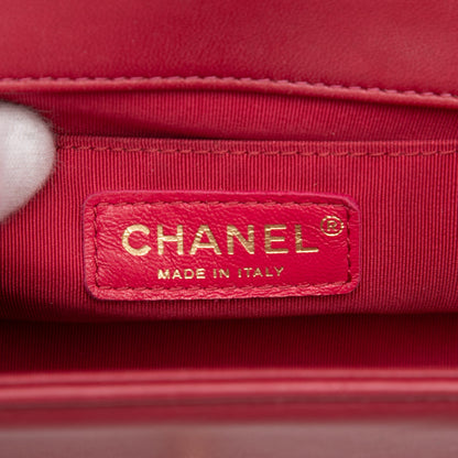 Second hand Chanel Boy Small Leather Chevron Flap Shoulder Bag Red - Tabita Bags