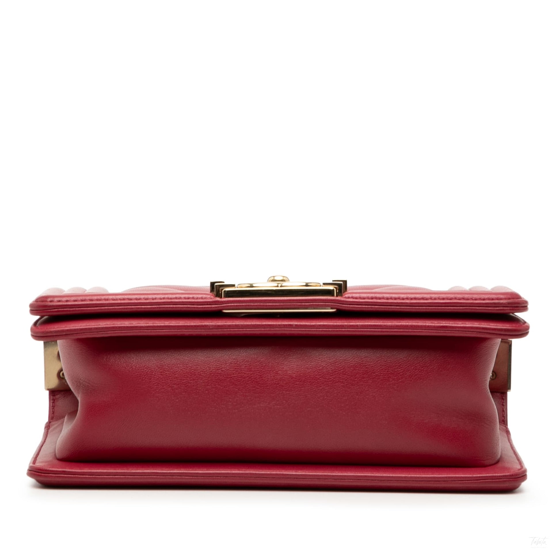 Second hand Chanel Boy Small Leather Chevron Flap Shoulder Bag Red - Tabita Bags