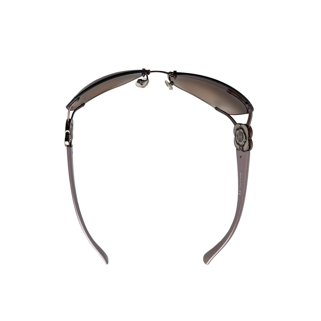 Second hand Chanel Camelia Shield Acetate Sunglasses Purple - Tabita Bags
