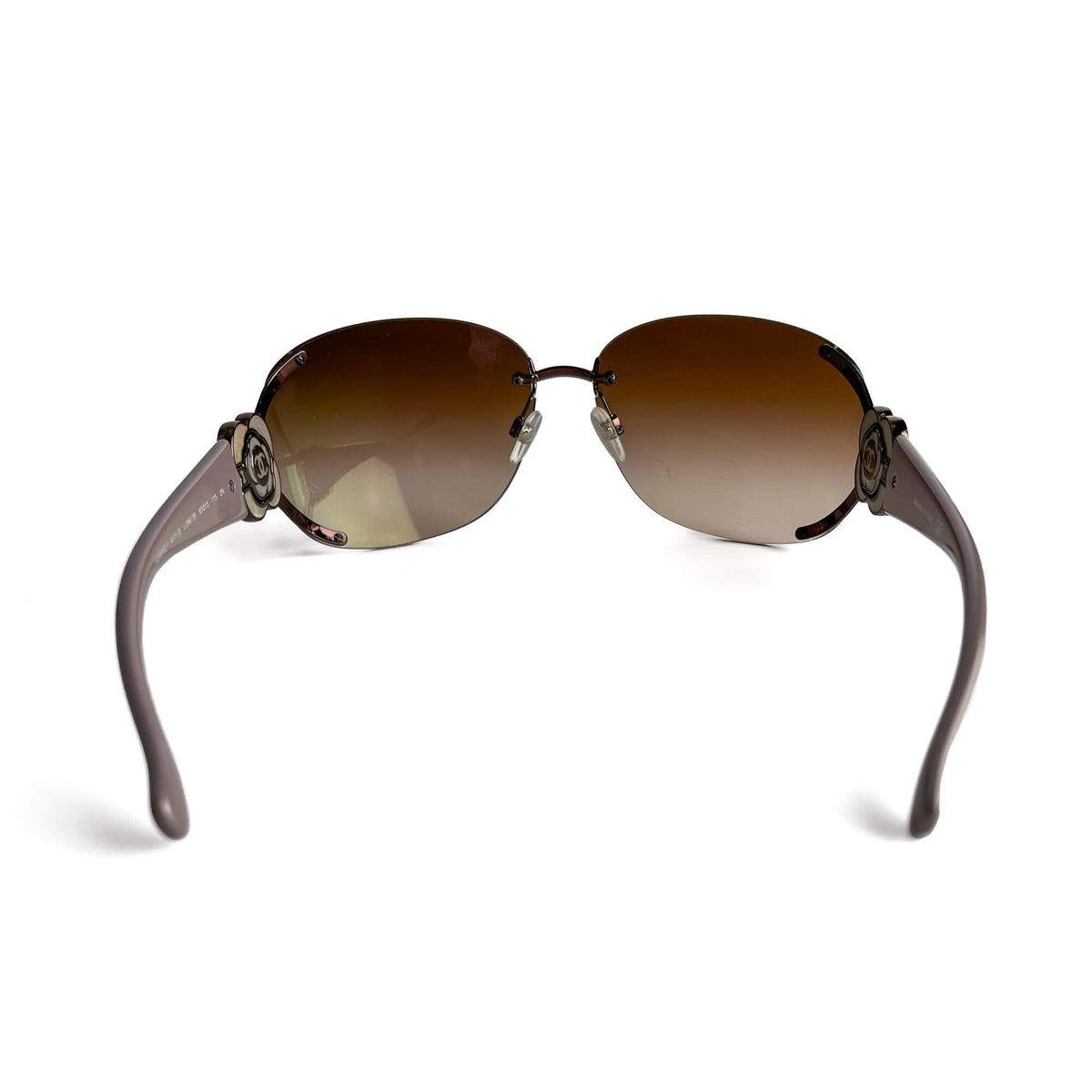 Second hand Chanel Camelia Shield Acetate Sunglasses Purple - Tabita Bags