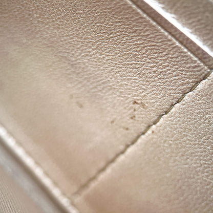 Second hand Chanel Camellia Lambskin Leather Embossed Long Flap Wallet Grey - Tabita Bags