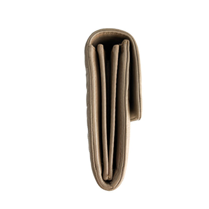 Second hand Chanel Camellia Lambskin Leather Embossed Long Flap Wallet Grey - Tabita Bags