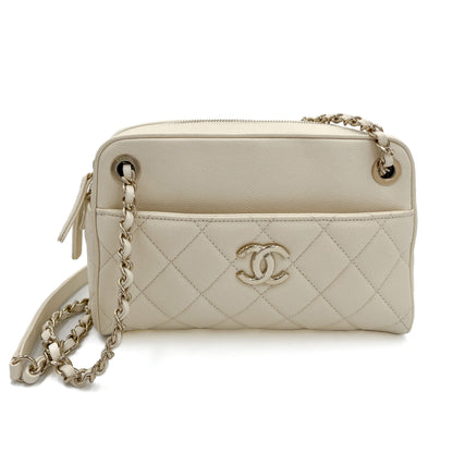 Second hand Chanel Camera Crossbody Caviar Leather Off - White - Tabita Bags