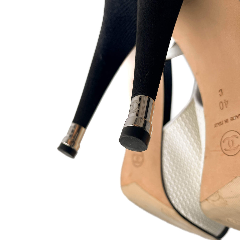 Second hand Chanel Cap - Toe Leather High Heel Pump 40 C Beige & Black - Tabita Bags