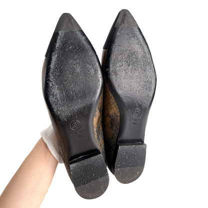 Second hand Chanel Cap - Toe Leather Printed Ballet Flats 40C Metallic Snake - Tabita Bags