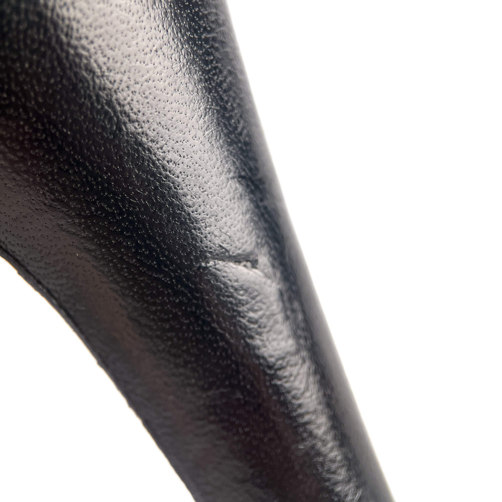Second hand Chanel CC 110 Leather Chain Embellished Platform Ankle Boots 38.5 Black - Tabita Bags