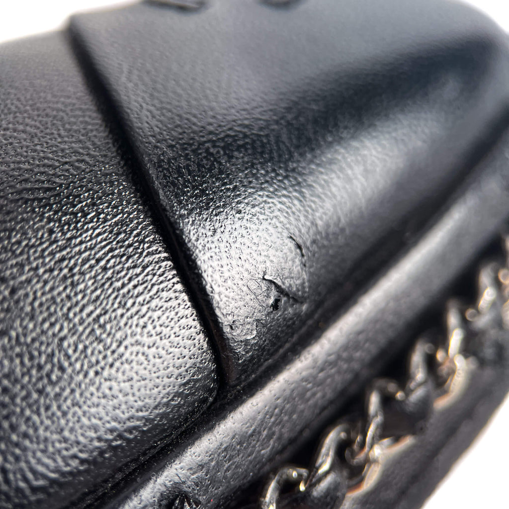 Second hand Chanel CC 110 Leather Chain Embellished Platform Ankle Boots 38.5 Black - Tabita Bags