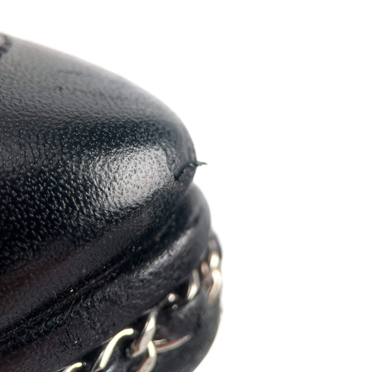 Second hand Chanel CC 110 Leather Chain Embellished Platform Ankle Boots 38.5 Black - Tabita Bags