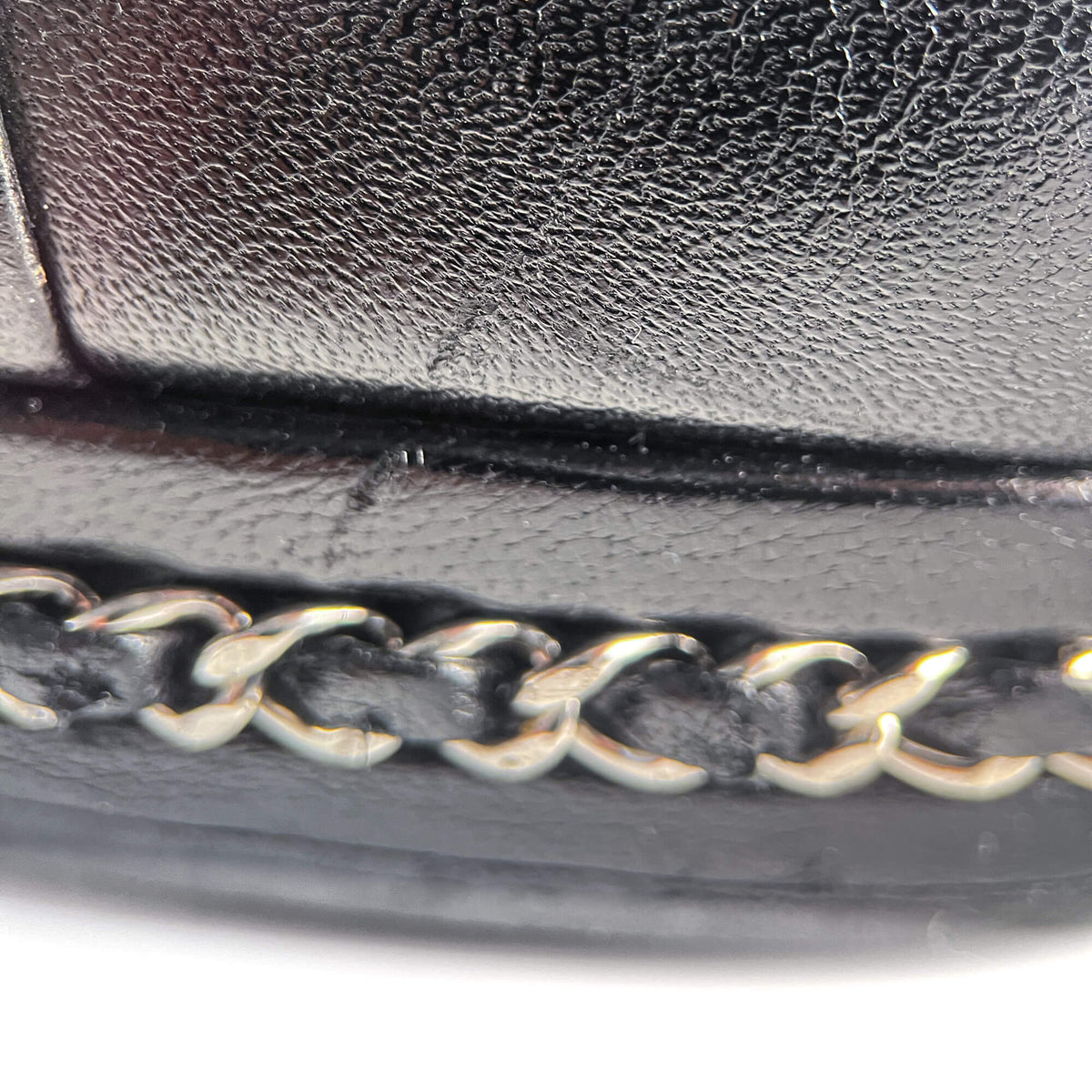Second hand Chanel CC 110 Leather Chain Embellished Platform Ankle Boots 38.5 Black - Tabita Bags