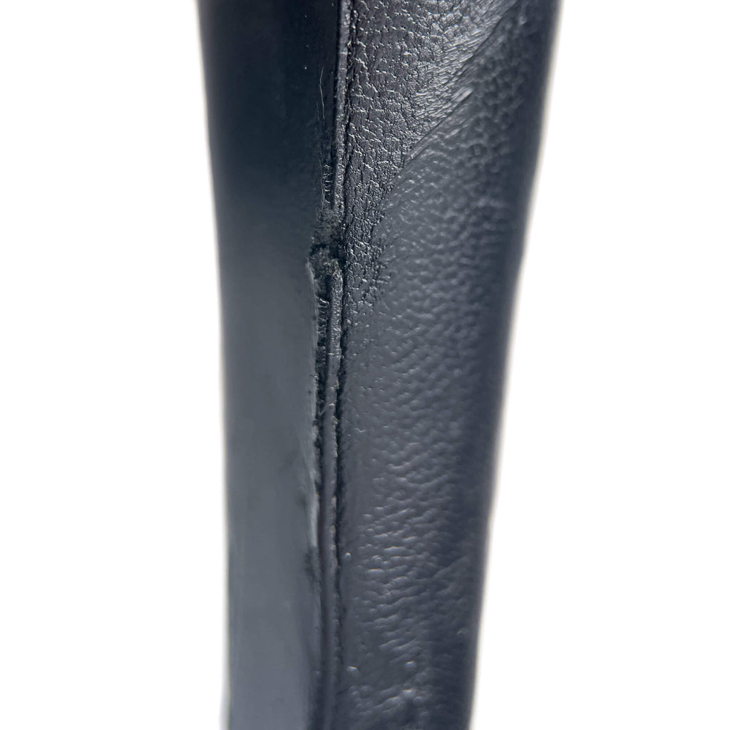 Second hand Chanel CC 110 Leather Chain Embellished Platform Ankle Boots 38.5 Black - Tabita Bags