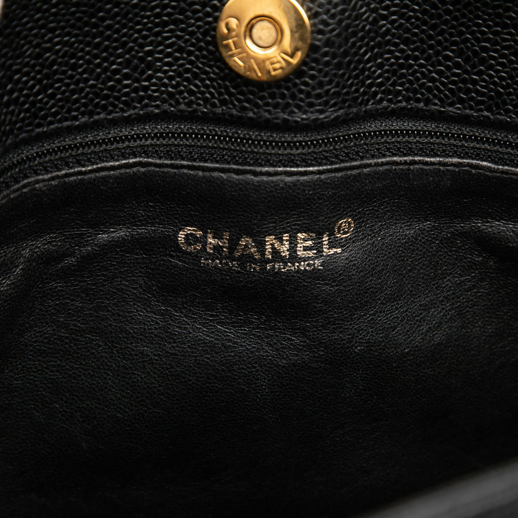 Second hand Chanel CC Caviar Leather Chain Tote Shoulder Bag Black - Tabita Bags