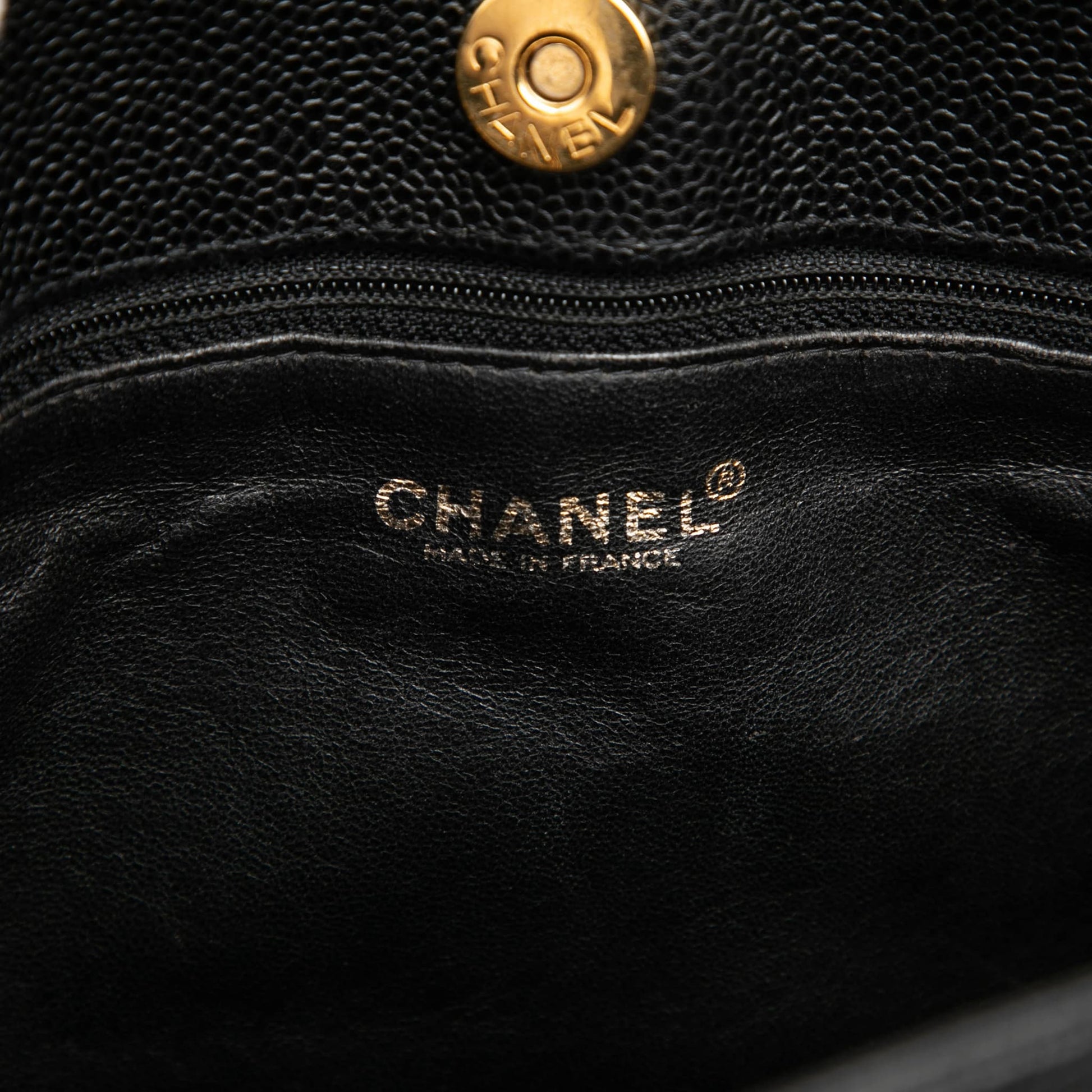Second hand Chanel CC Caviar Leather Chain Tote Shoulder Bag Black - Tabita Bags