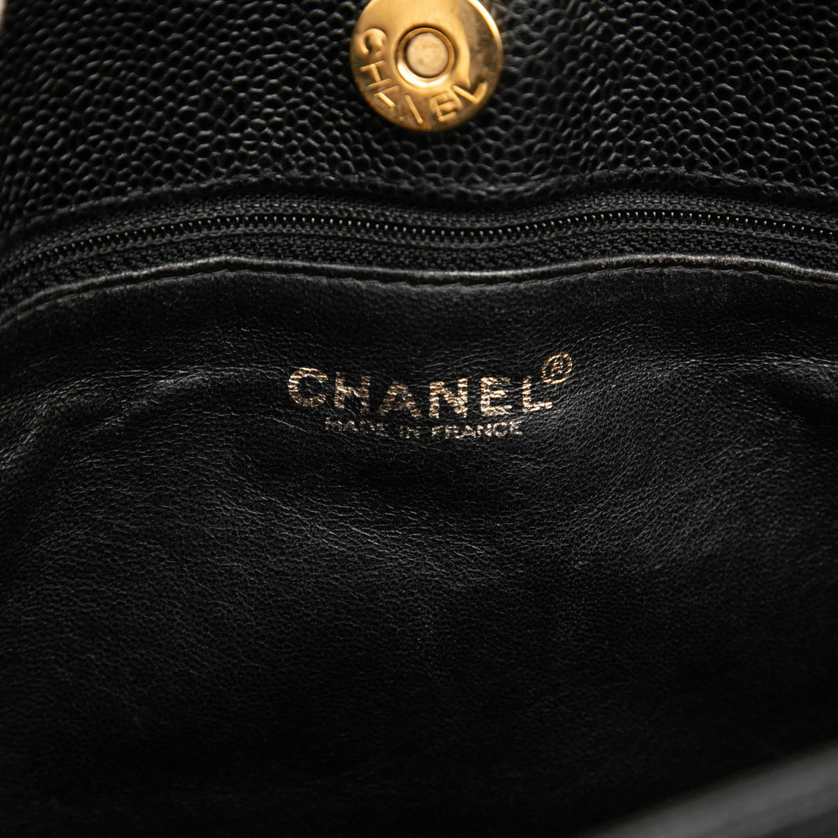 Second hand Chanel CC Caviar Leather Chain Tote Shoulder Bag Black - Tabita Bags