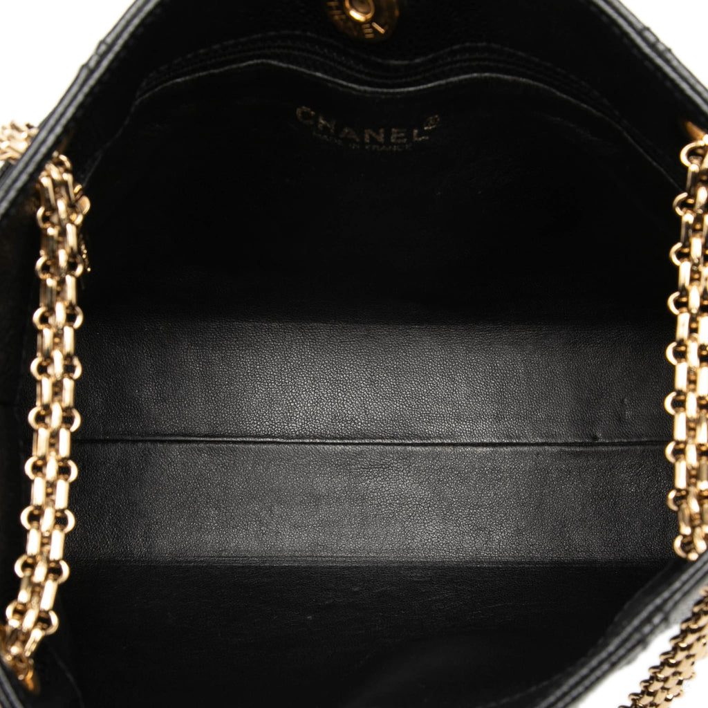 Second hand Chanel CC Caviar Leather Chain Tote Shoulder Bag Black - Tabita Bags