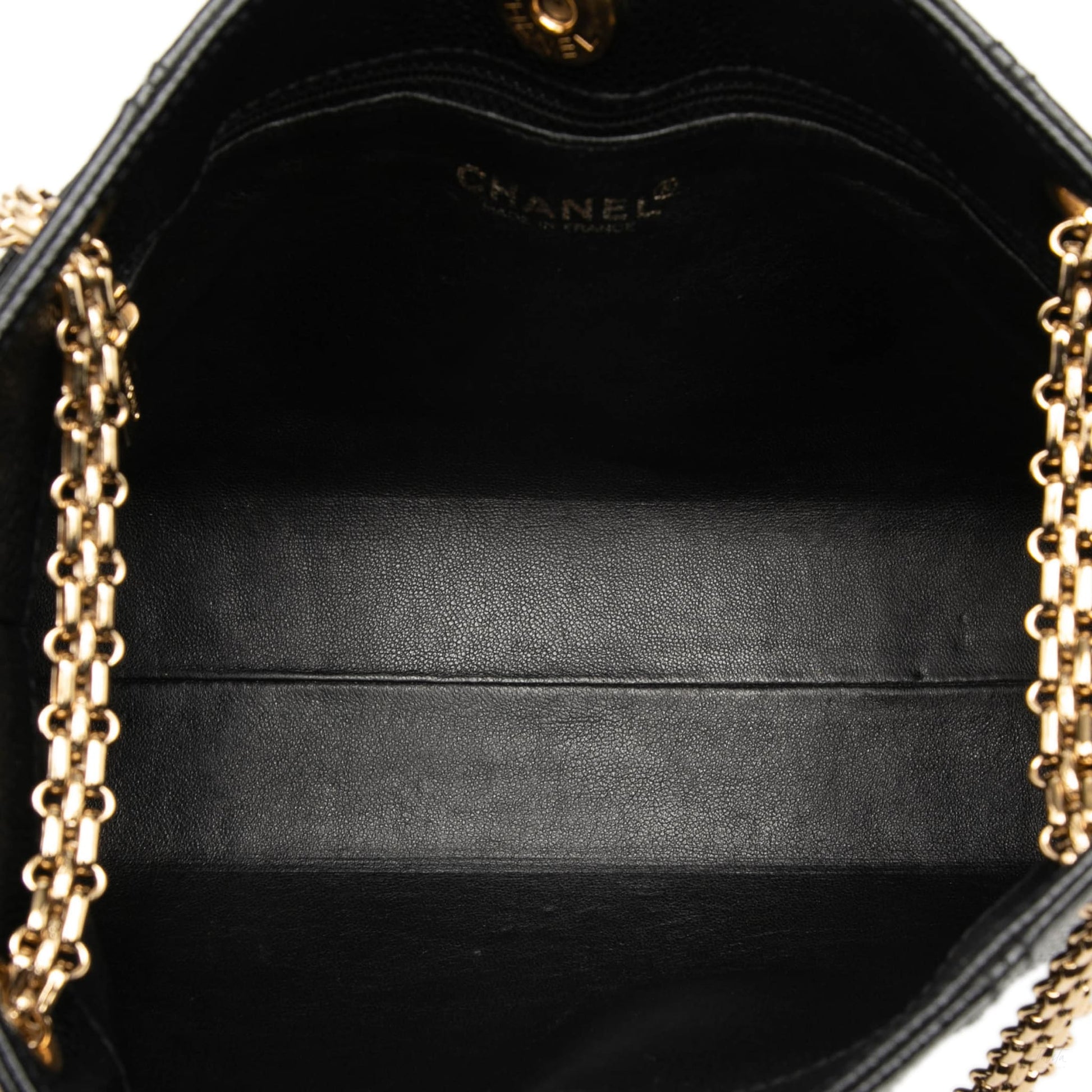 Second hand Chanel CC Caviar Leather Chain Tote Shoulder Bag Black - Tabita Bags