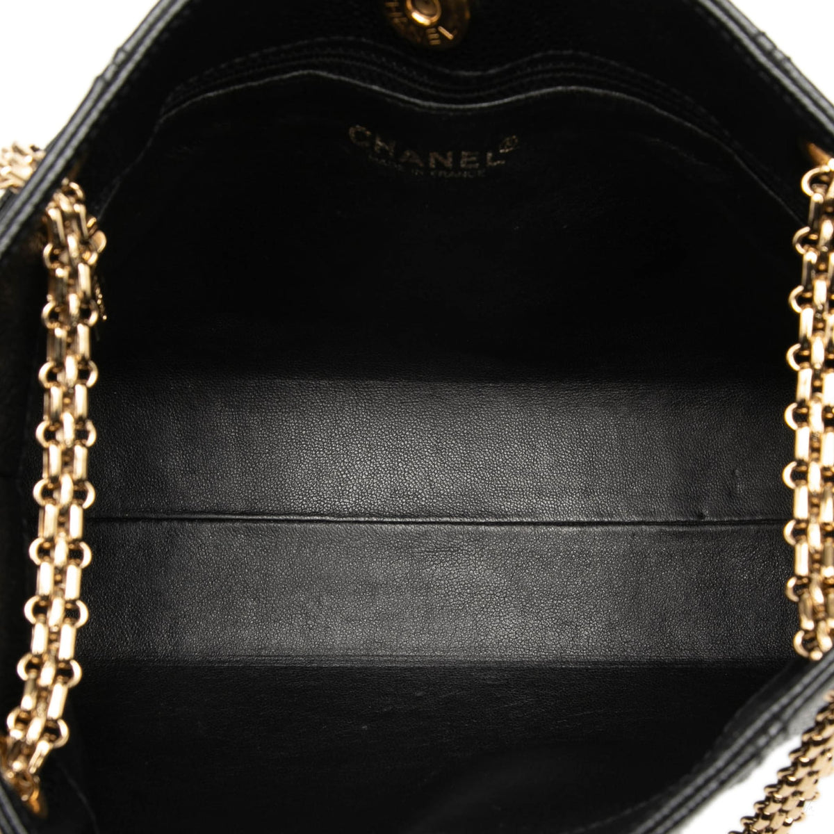 Second hand Chanel CC Caviar Leather Chain Tote Shoulder Bag Black - Tabita Bags