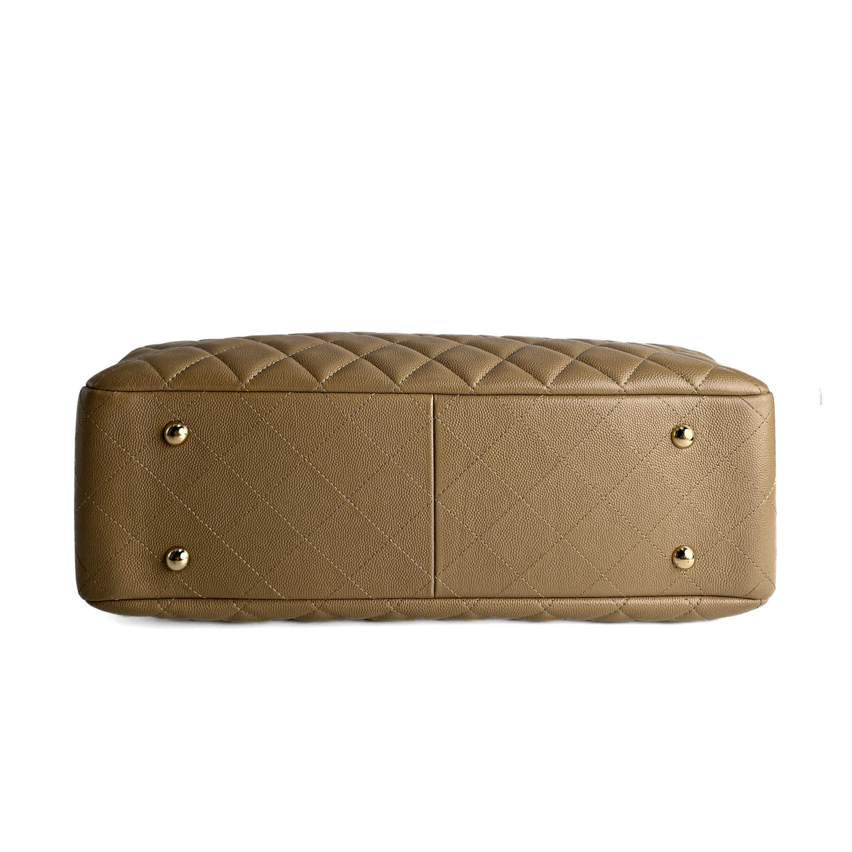 Second hand Chanel CC Caviar Leather Matelassè Tote Shoulder Bag Beige - Tabita Bags