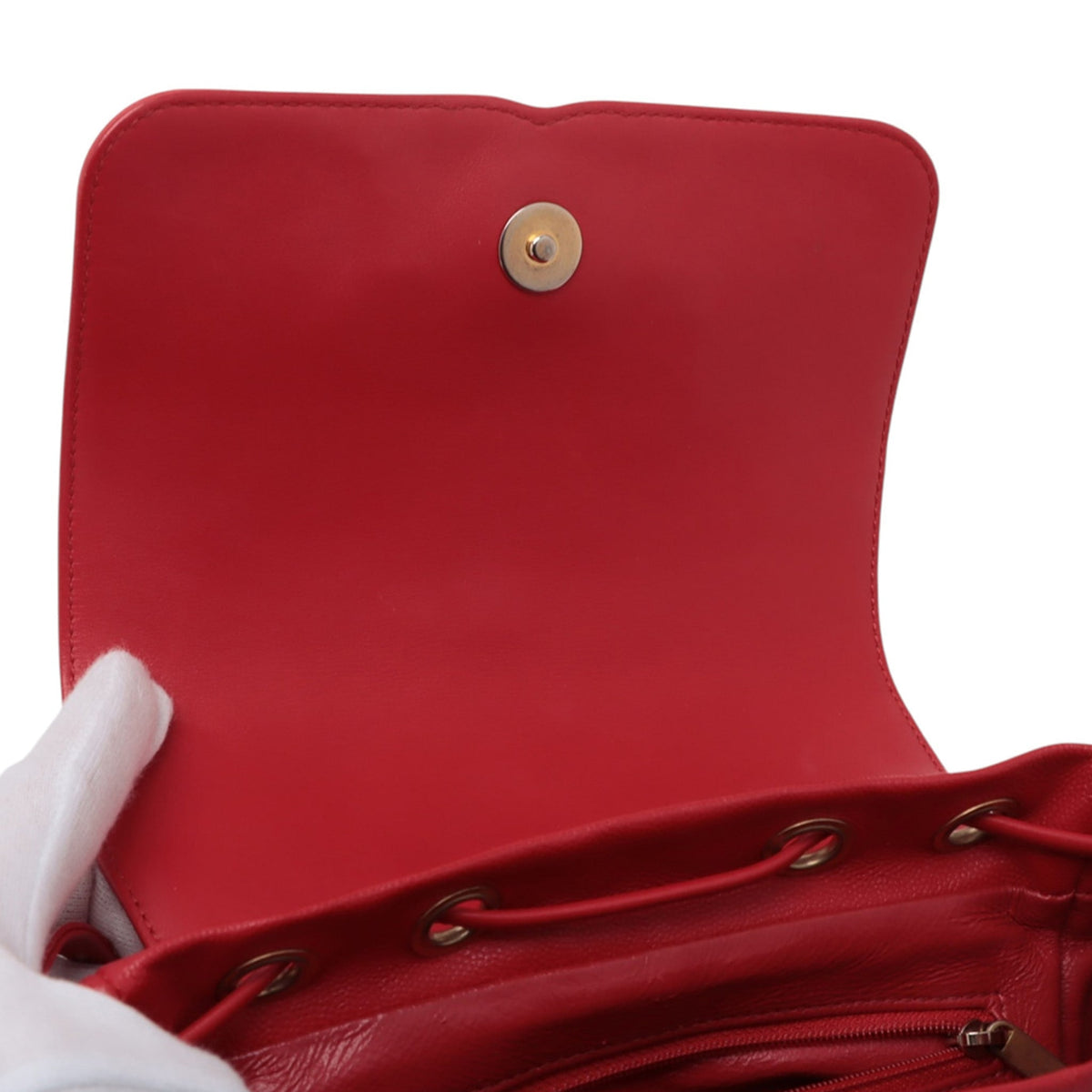 Second hand Chanel CC Filigree Caviar Leather Quilted Backpack Red - Tabita Bags