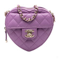 Second hand Chanel CC Lambskin Leather Love Heart Crossbody Purple - Tabita Bags