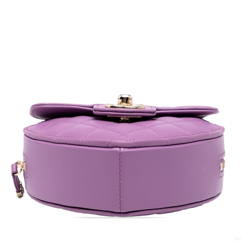 Second hand Chanel CC Lambskin Leather Love Heart Crossbody Purple - Tabita Bags