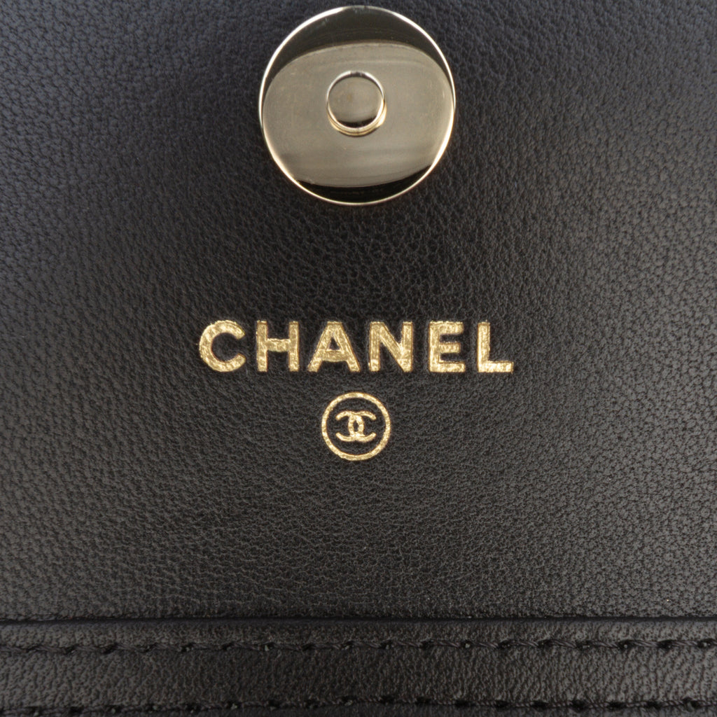Second hand Chanel CC Lambskin Leather Strass Quilted Clutch With Chain Bag Black - Tabita Bags