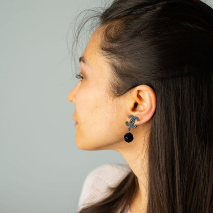 Second hand Chanel CC Metal & Bead - embellished PCO Earrings Black - Tabita Bags