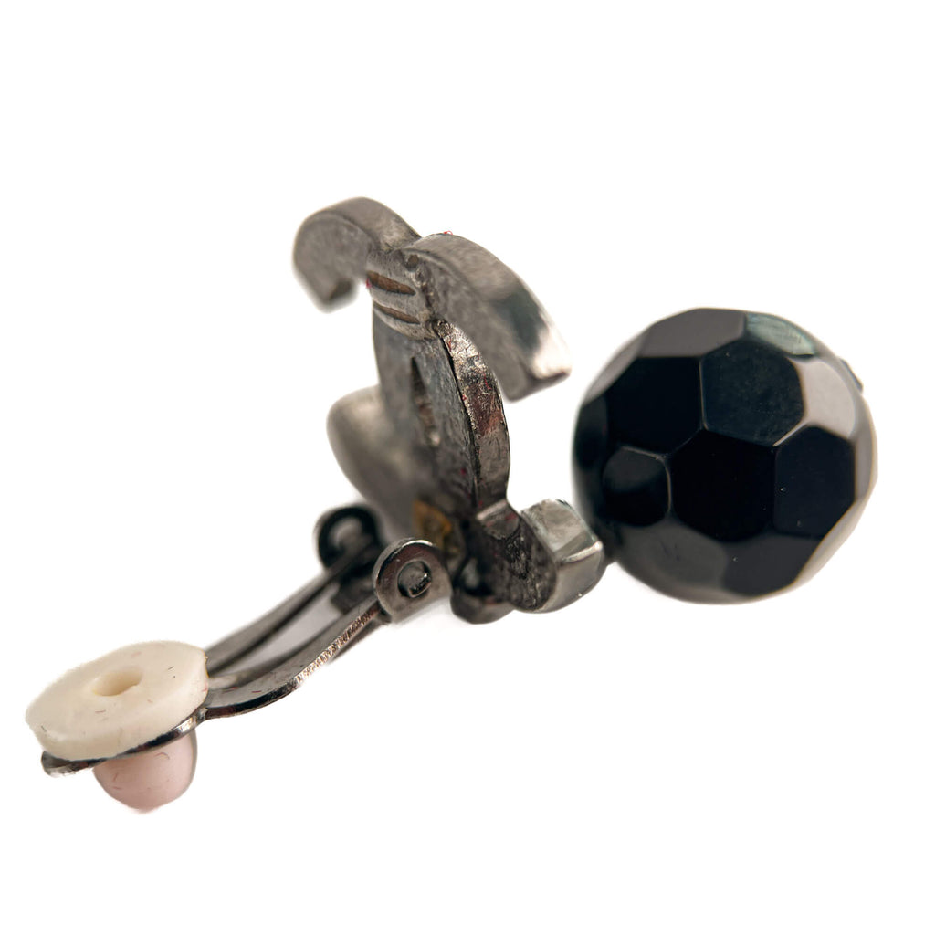 Second hand Chanel CC Metal & Bead - embellished PCO Earrings Black - Tabita Bags