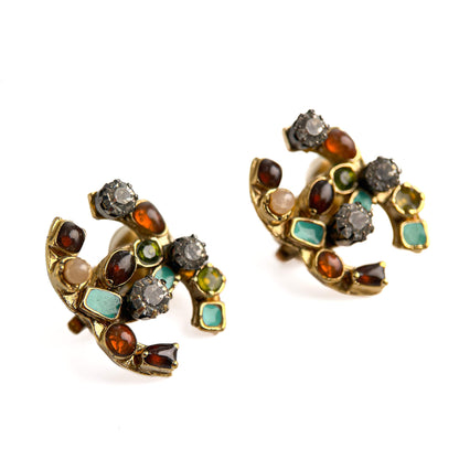 Second hand Chanel CC Metal & Gripoix Glass SCO Earrings Multicolor - Tabita Bags