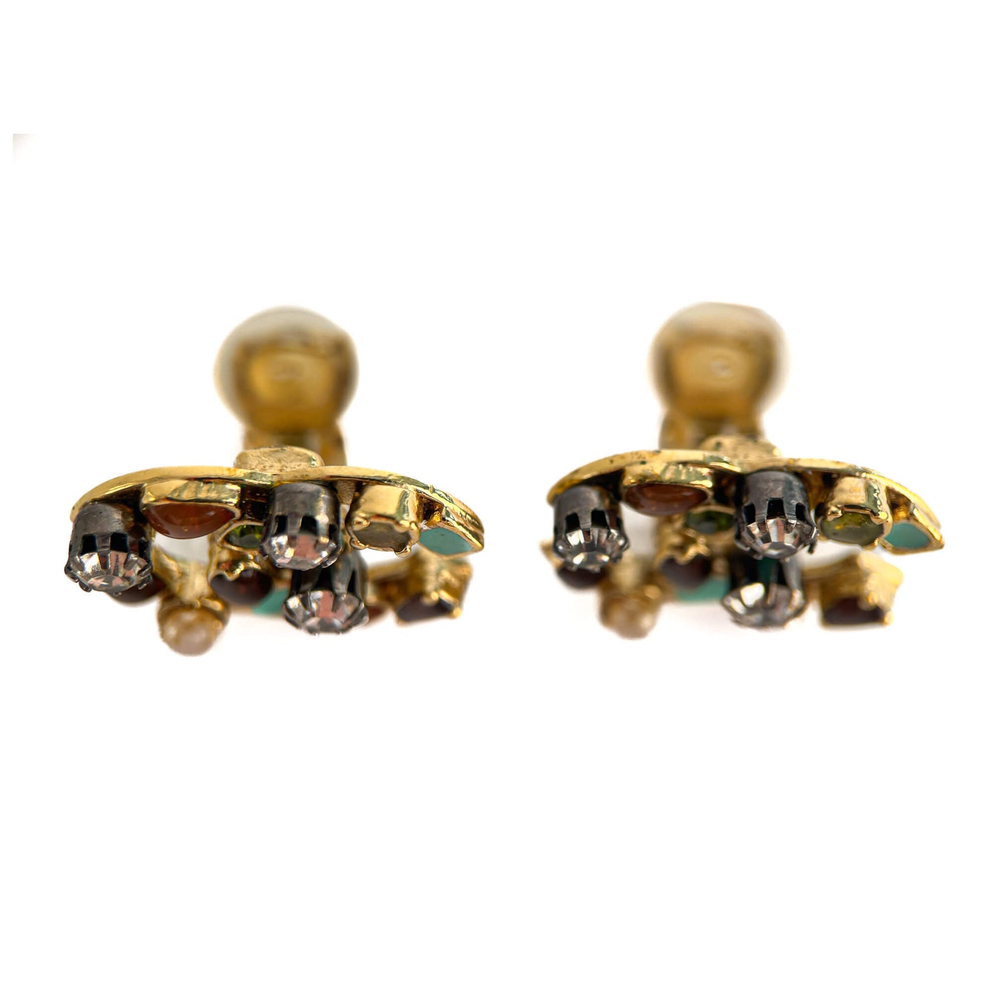 Second hand Chanel CC Metal & Gripoix Glass SCO Earrings Multicolor - Tabita Bags