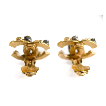 Second hand Chanel CC Metal & Gripoix Glass SCO Earrings Multicolor - Tabita Bags