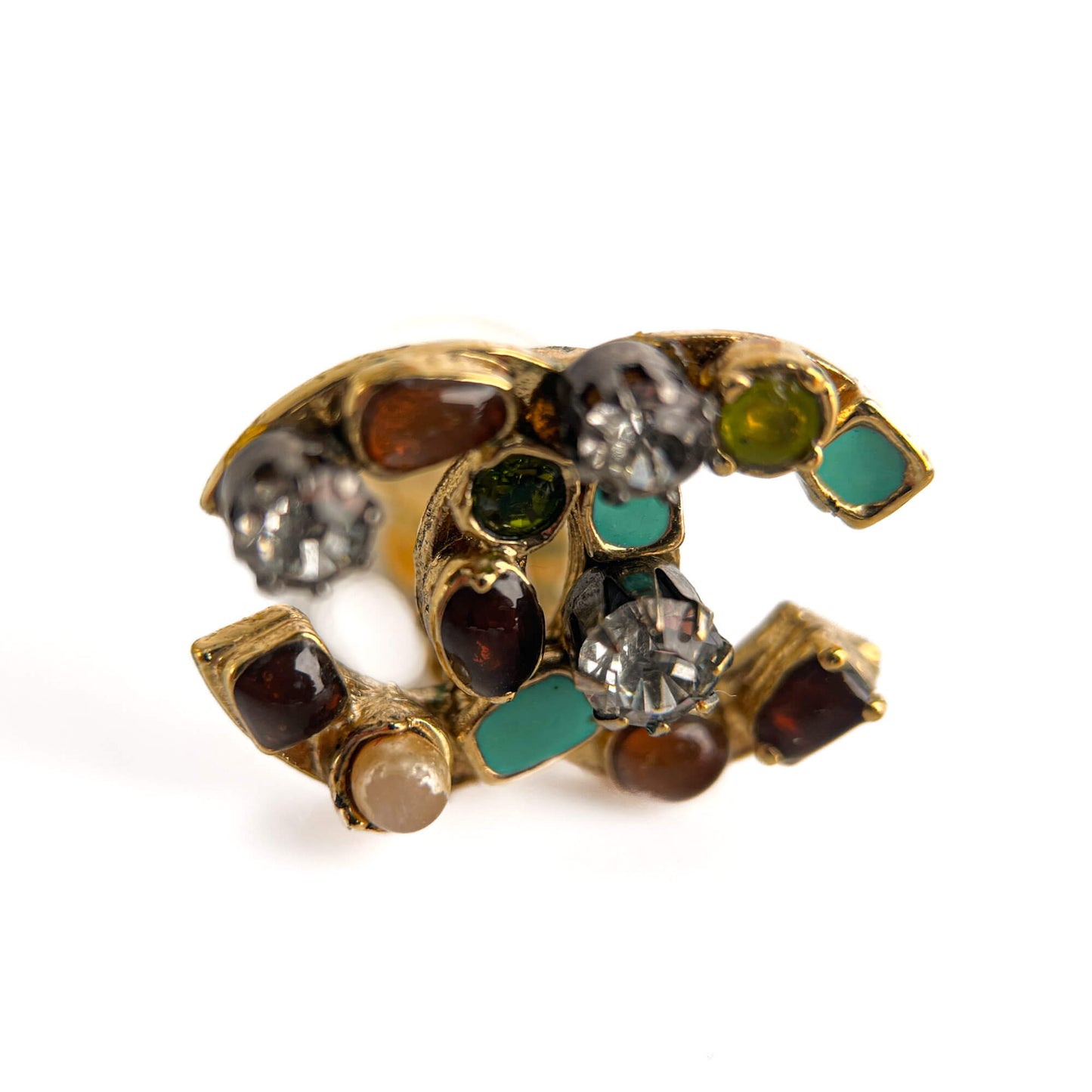 Second hand Chanel CC Metal & Gripoix Glass SCO Earrings Multicolor - Tabita Bags