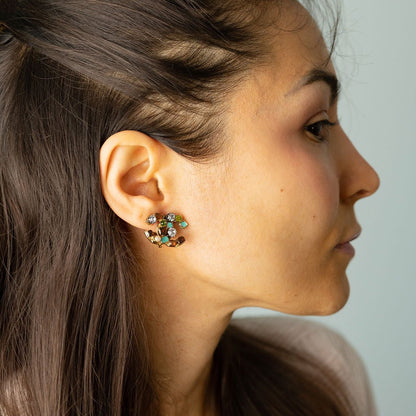 Second hand Chanel CC Metal & Gripoix Glass SCO Earrings Multicolor - Tabita Bags