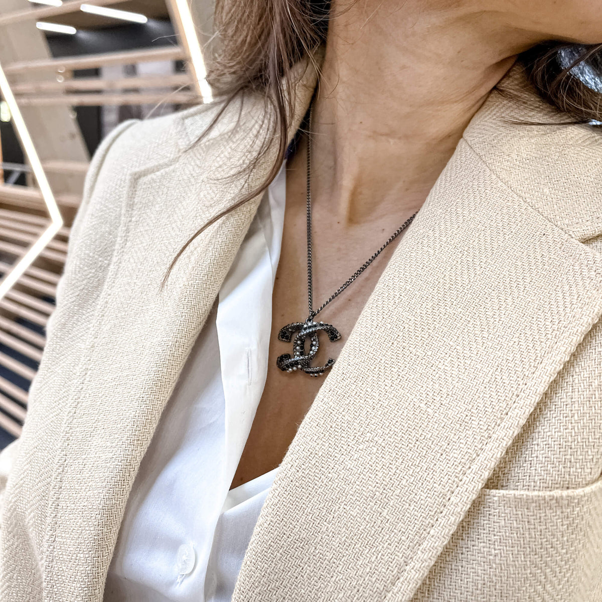 Second hand Chanel CC Metal Necklace Bicolor - Tabita Bags