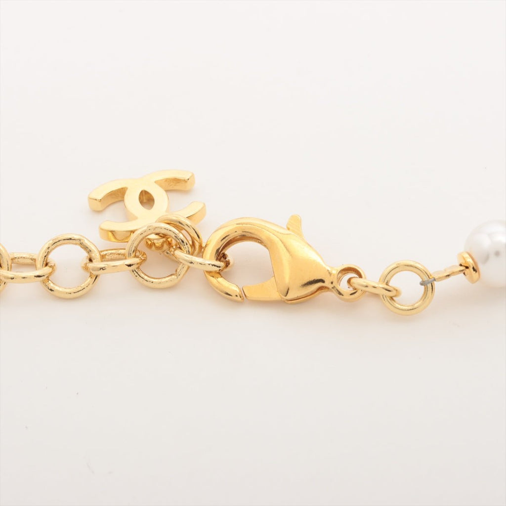 Second hand Chanel CC Metal Necklace Heart and Pearls Gold - Tabita Bags